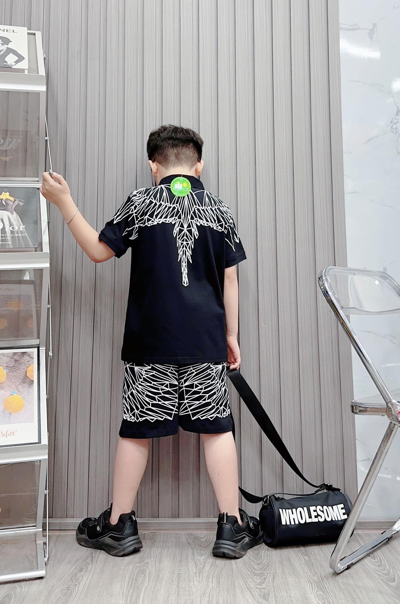 Bộ trụ bé trai cotton in hình cánh chim (11-25kg)