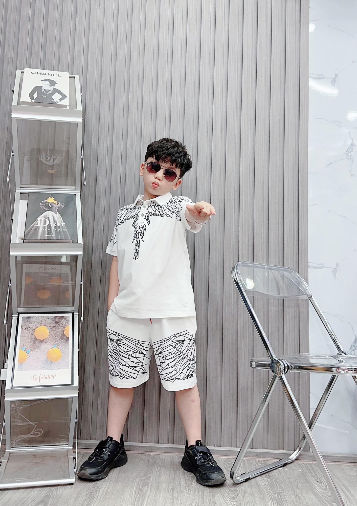 Bộ trụ bé trai cotton in hình cánh chim (11-25kg)