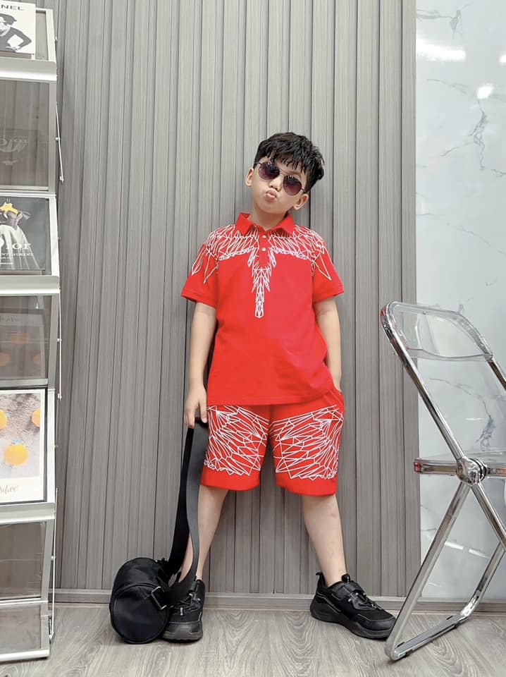 Bộ trụ bé trai cotton in hình cánh chim (11-25kg)