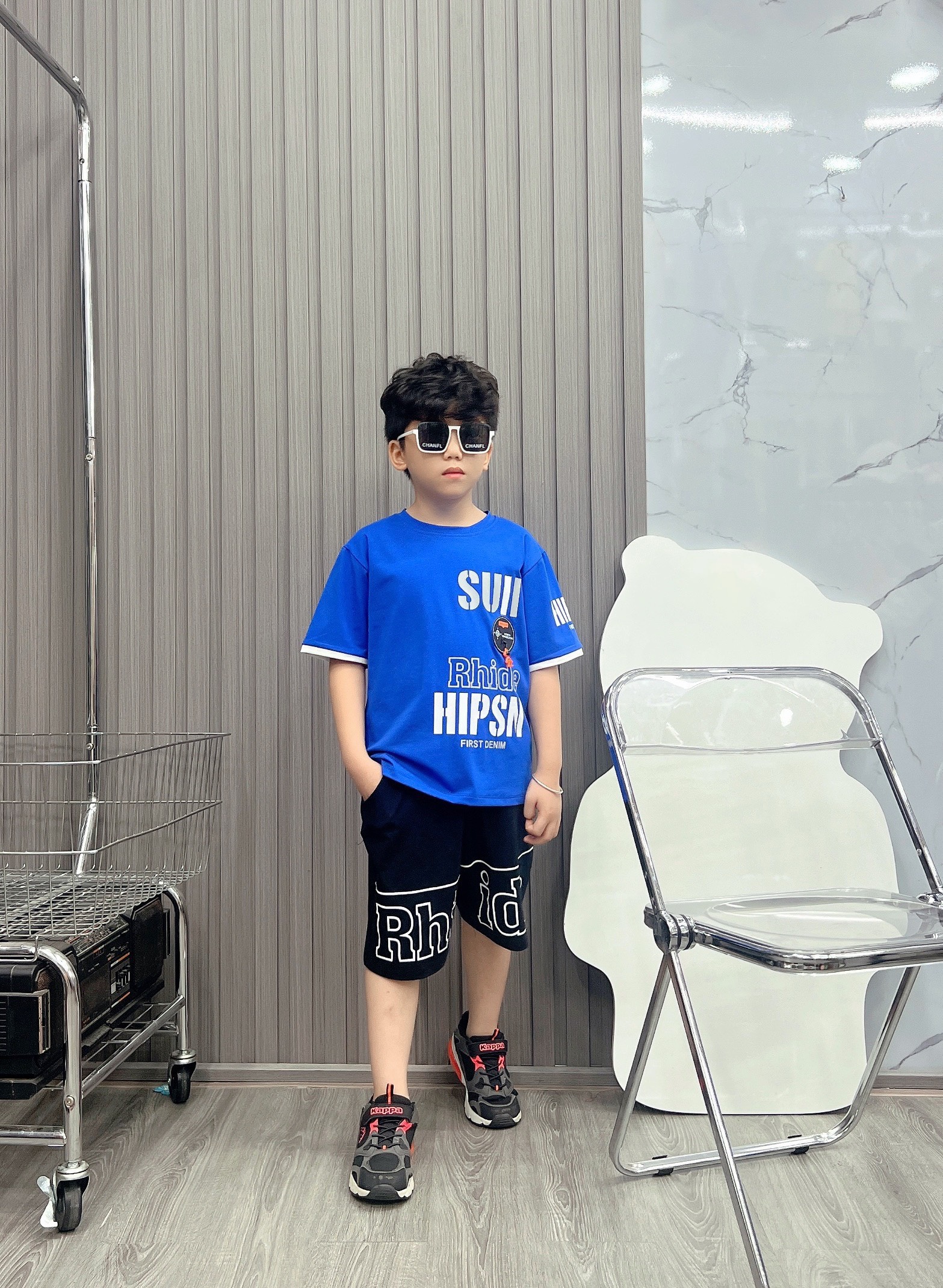 Bộ bé trai cotton in hình Logo siêu nhân (26-42kg)
