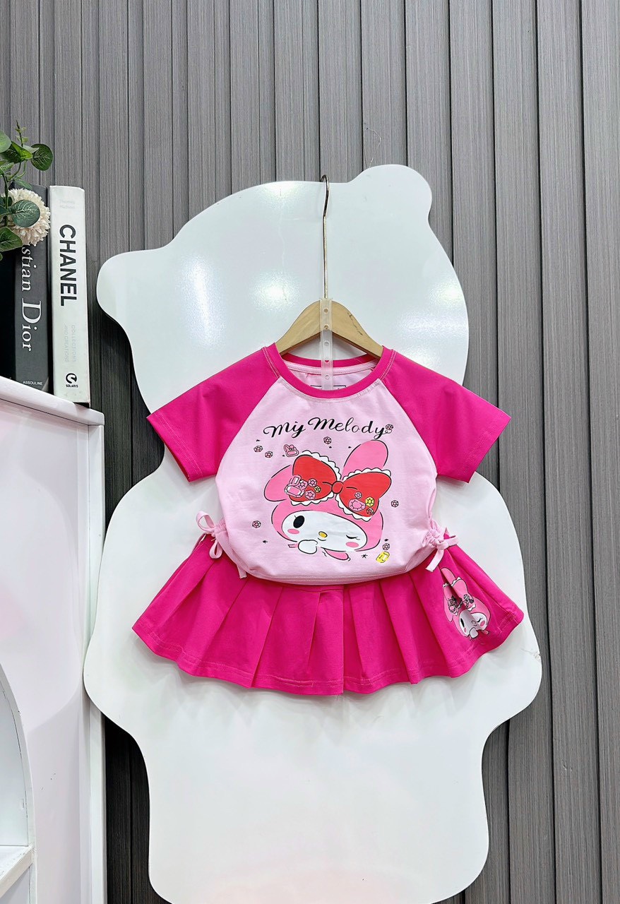Sét váy cotton in hình MY MELODY dây rút (26kg-42kg)