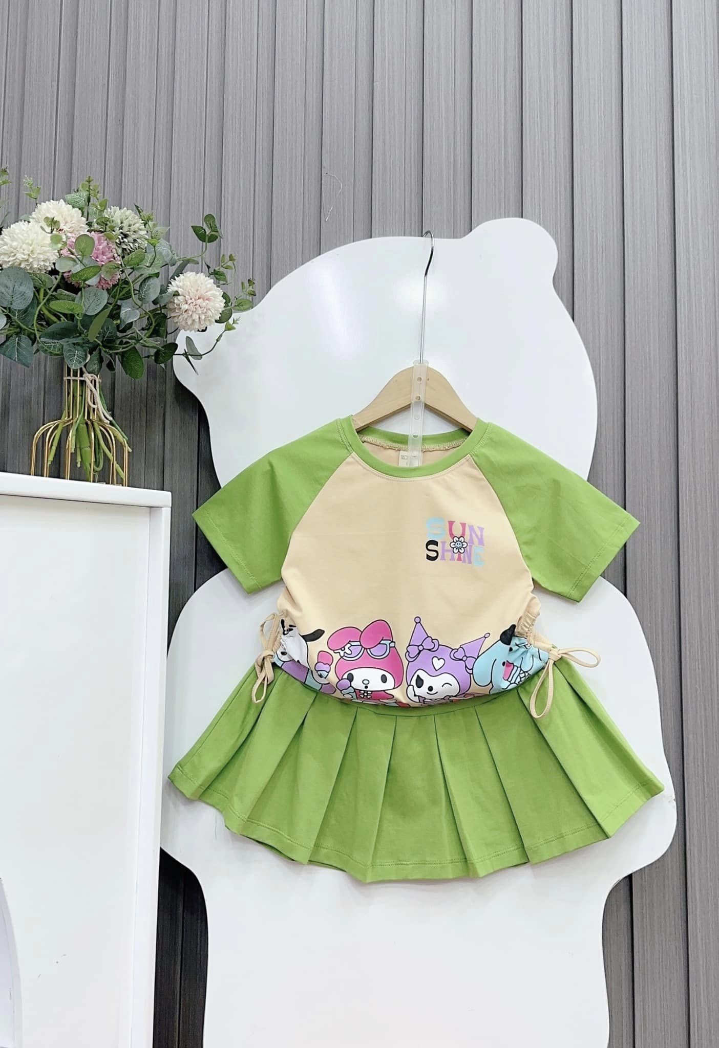 Set váy Kuromi phối 2 màu kute cho bé từ 26-42Kg