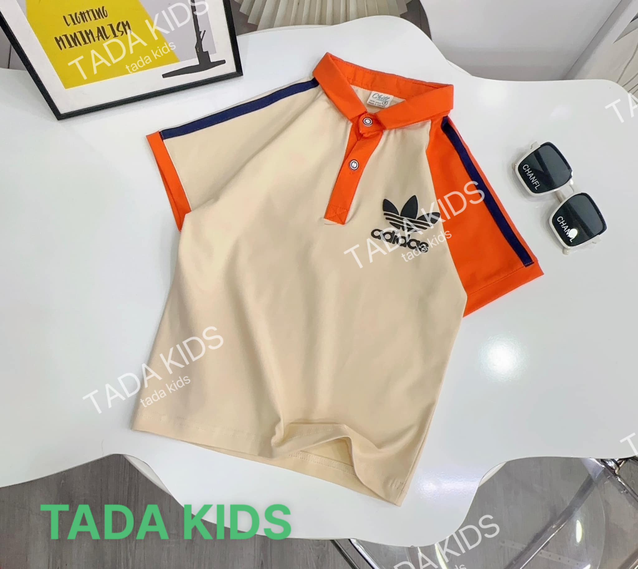 Áo thun cotton Cổ Trụ Adi cho bé từ 26-42Kg