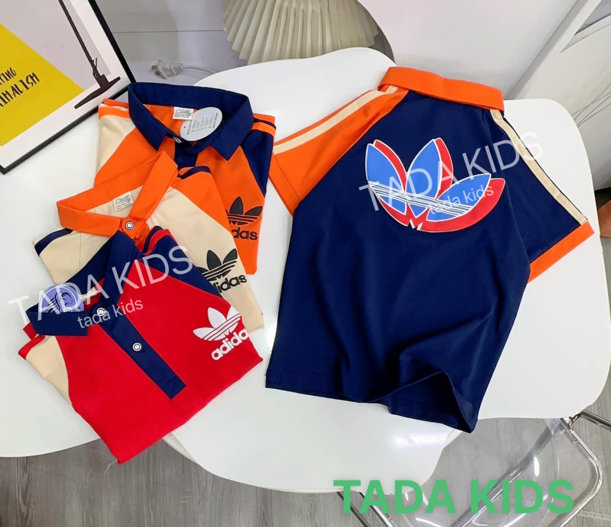 Áo thun cotton Cổ Trụ Adi cho bé từ 26-42Kg