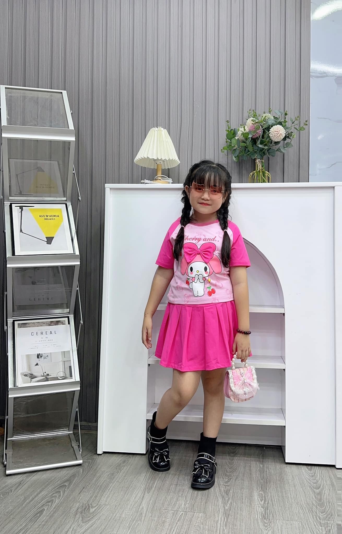 Set váy cotton in thỏ Medoly Nơ cho bé từ 10-26Kg
