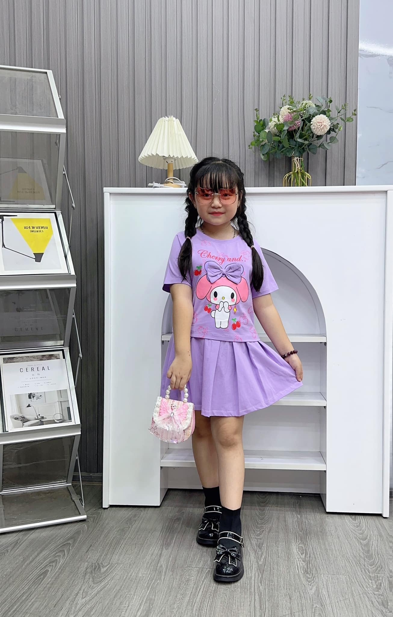 Set váy cotton in thỏ Medoly Nơ cho bé từ 10-26Kg