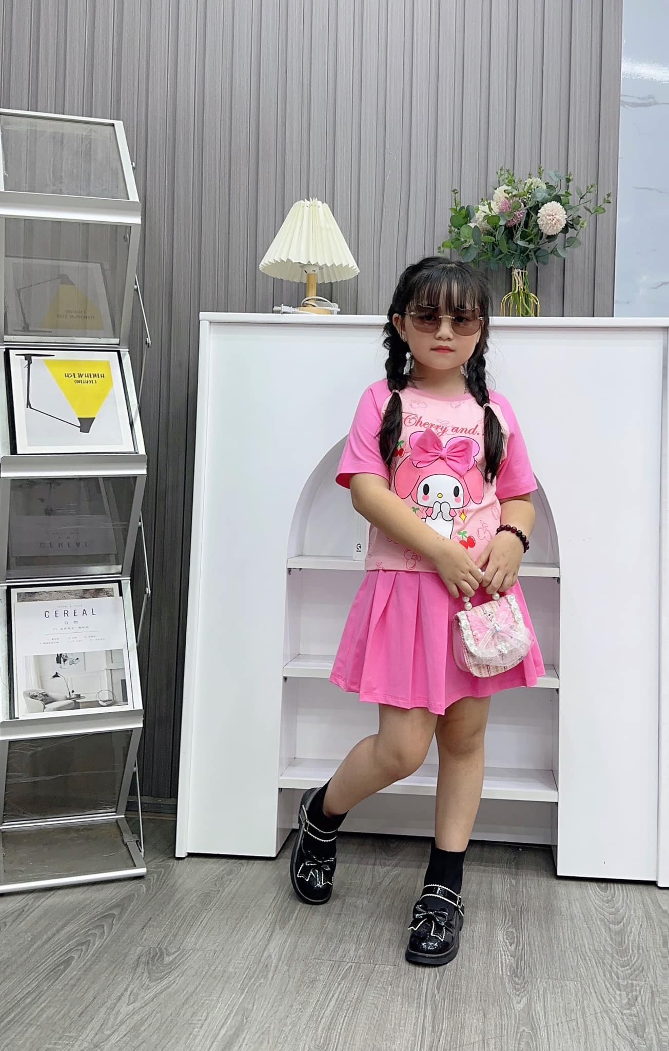 Set váy cotton in thỏ Medoly Nơ cho bé từ 10-26Kg