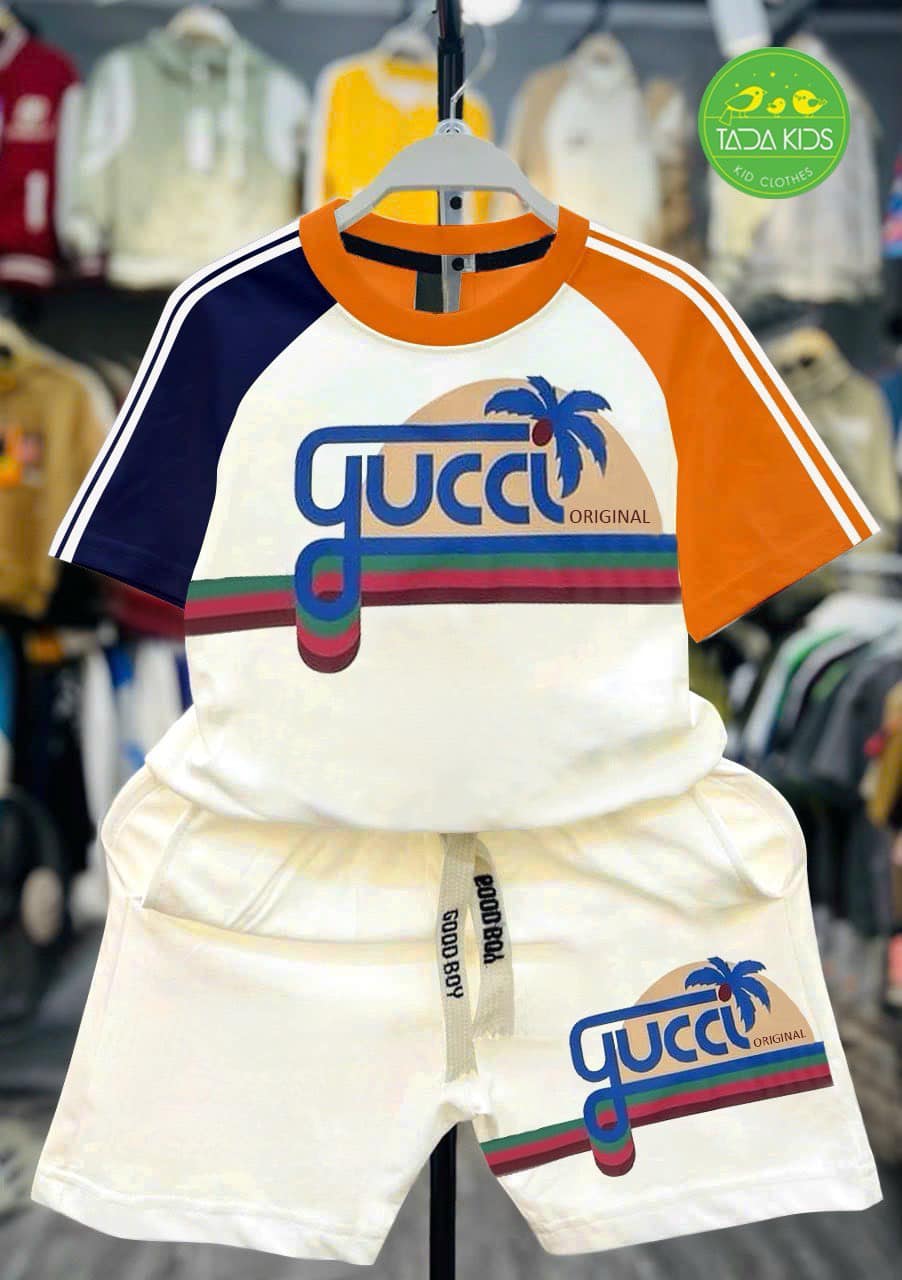 Bộ thun cottton  in GC cây dừa cho bé từ 26-39Kg