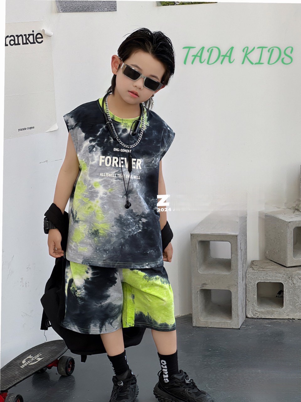 Bộ sát nách in loang phối chữ FOREVER size từ 10-26Kg