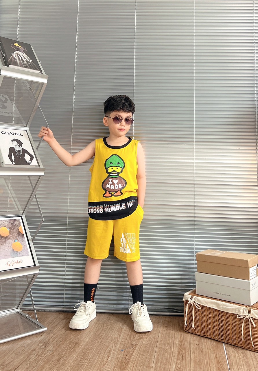 Bộ cotton sát nách in hình con Vịt (8-23Kg)