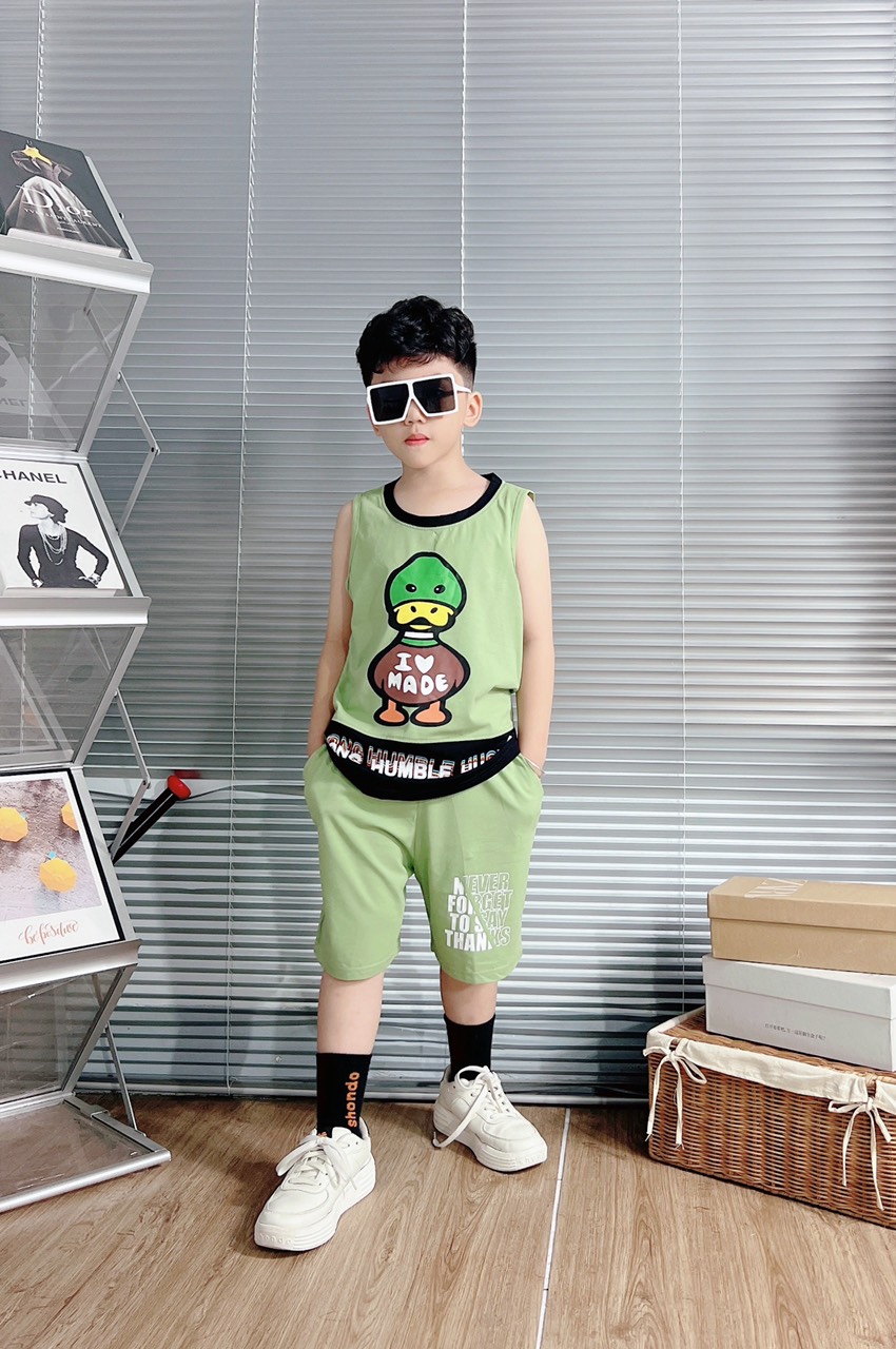 Bộ cotton sát nách in hình con Vịt (8-23Kg)