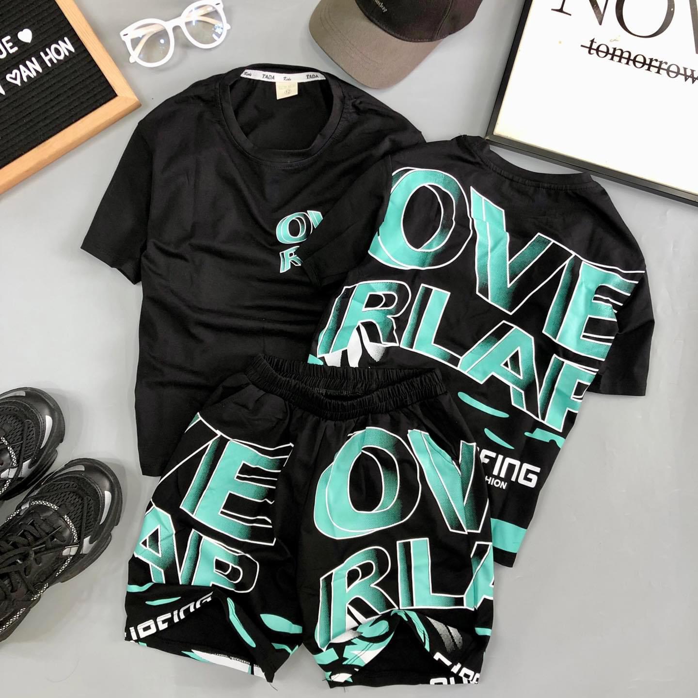 Bộ bé trai cotton in hình OVELAP (26kg-42kg)