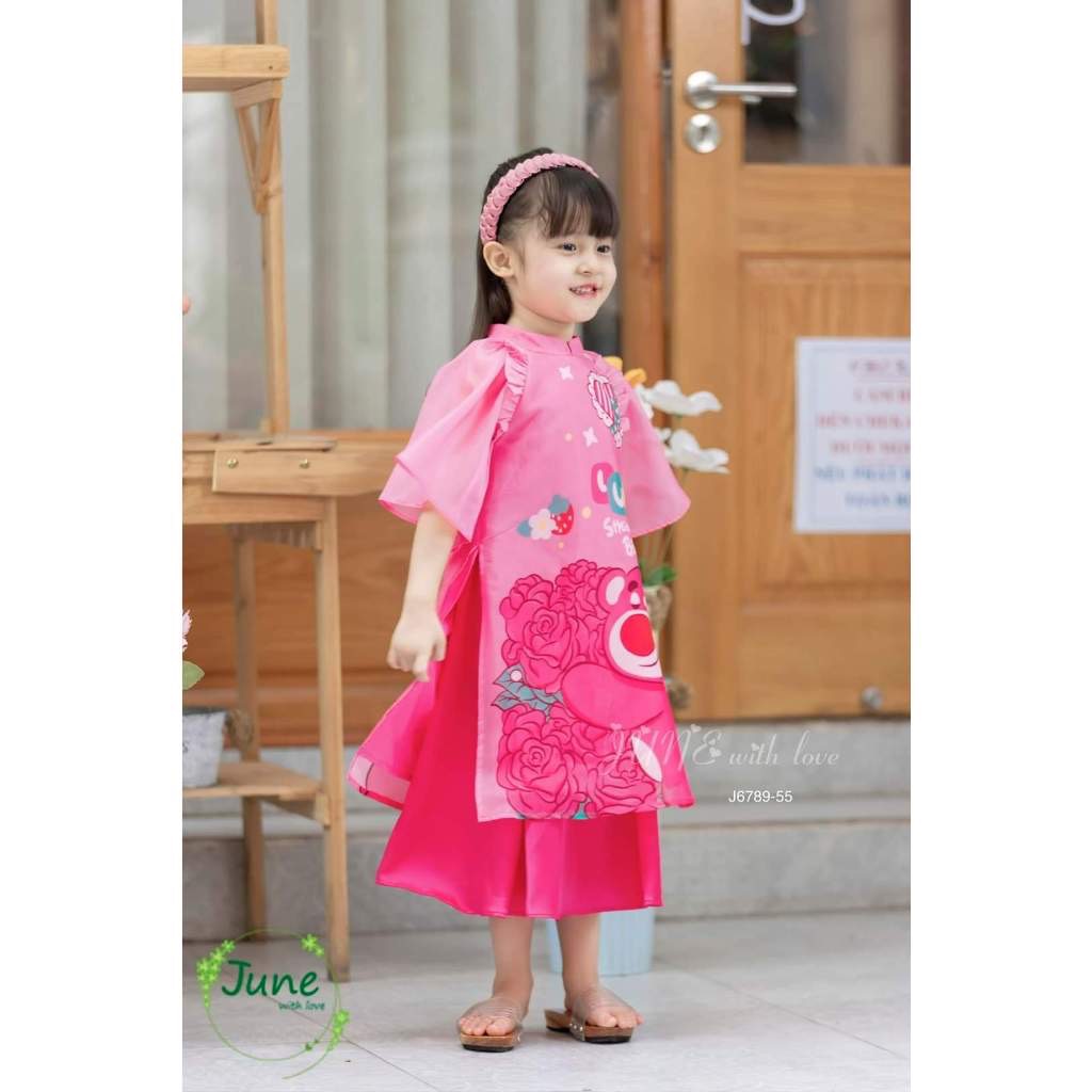 Áo dài Gấu Dâu tay cánh tiên BG size từ 10-40Kg