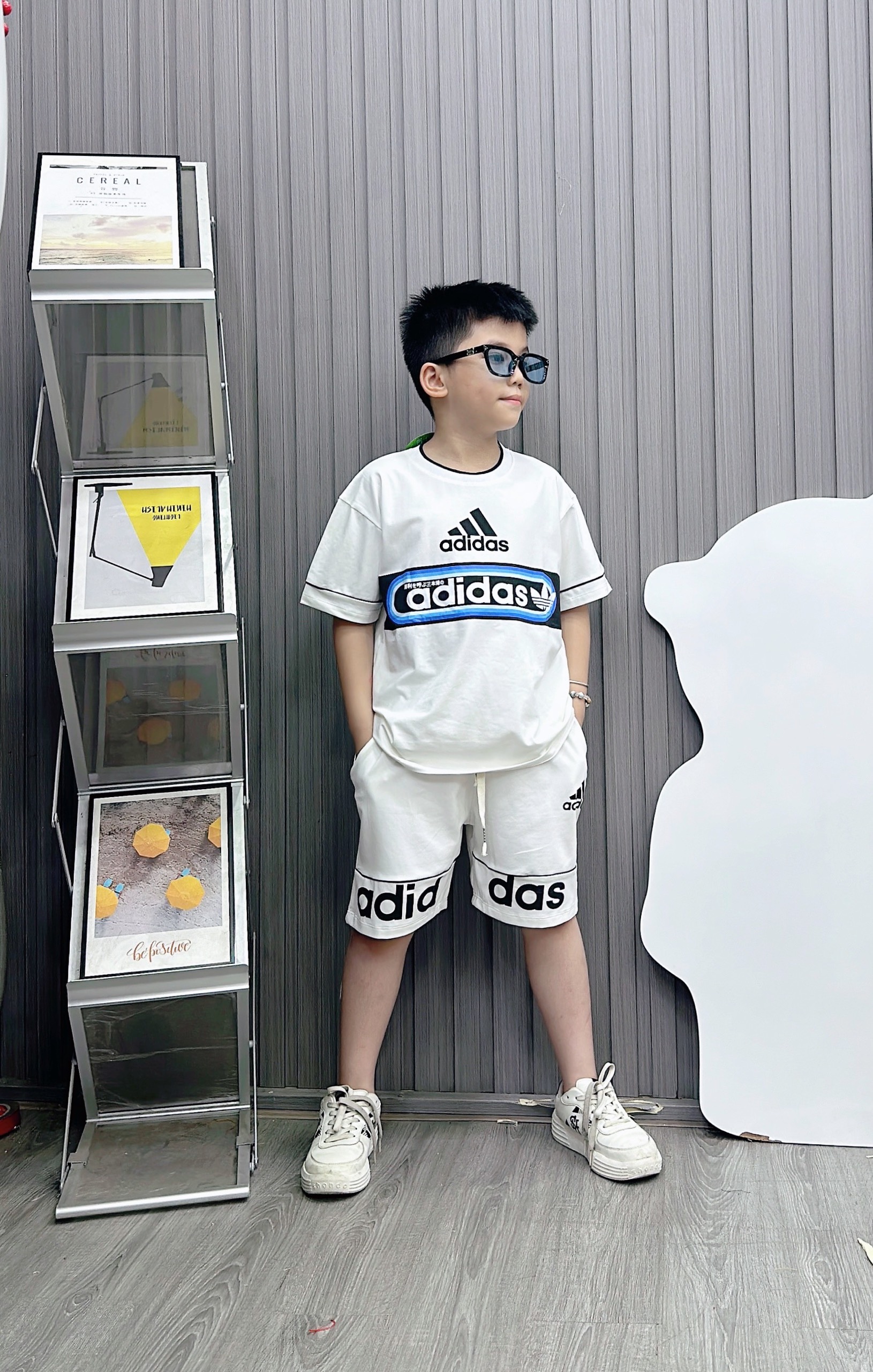 Bộ thun cotton A.DI in ngang ngực sành điệu size cho bé từ 10-62Kg