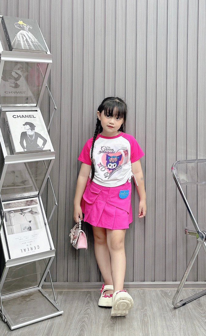 Sét váy Kuromi in chữ The Green cho bé 10-26Kg