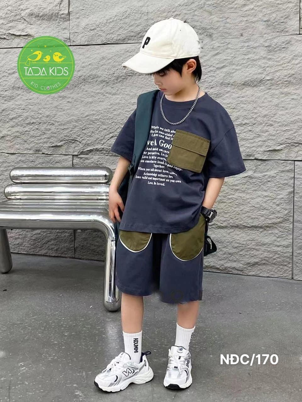 Bộ bé trai cotton phối túi dù (8-23kg)