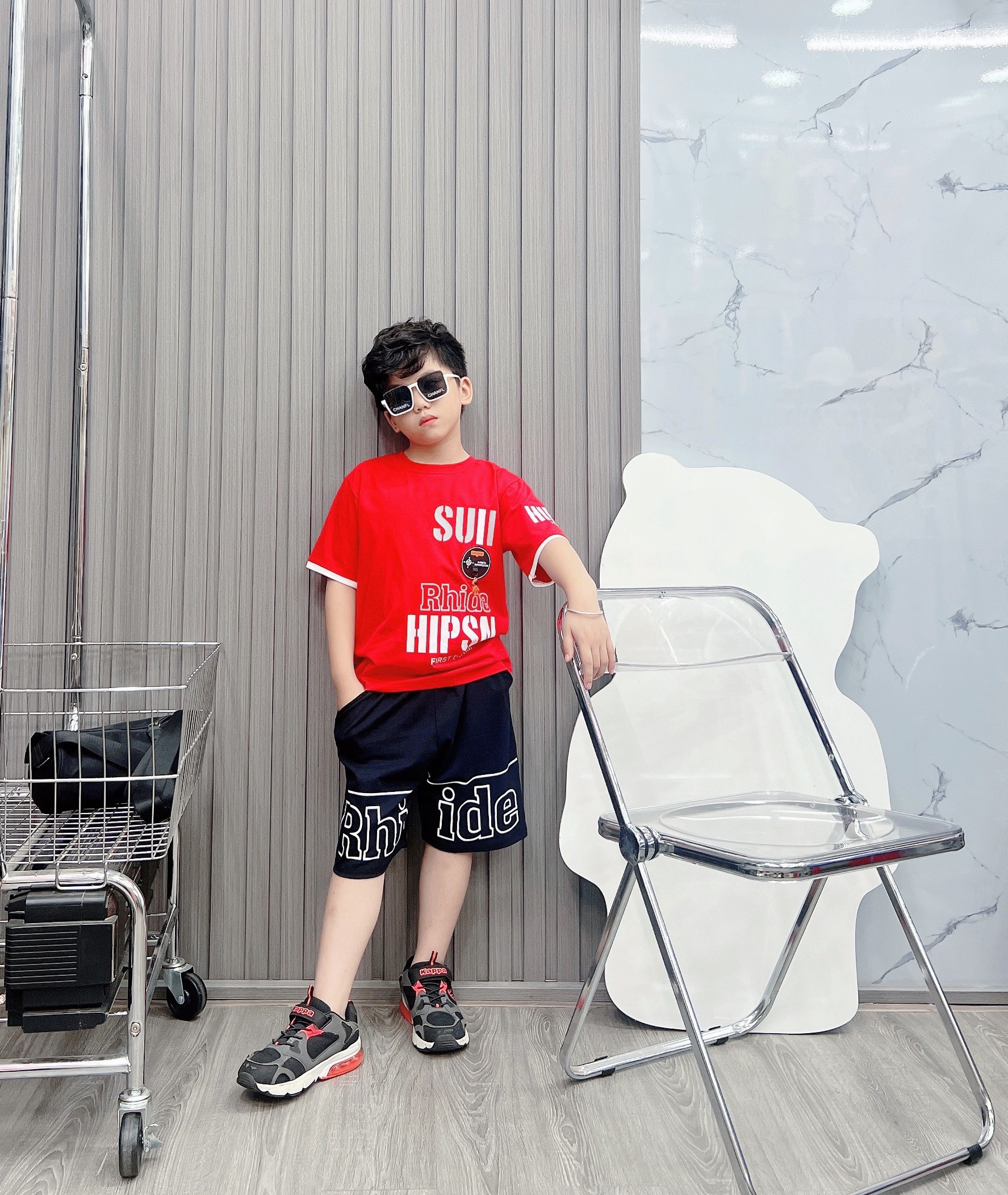 Bộ bé trai cotton in hình Logo siêu nhân (26-42kg)