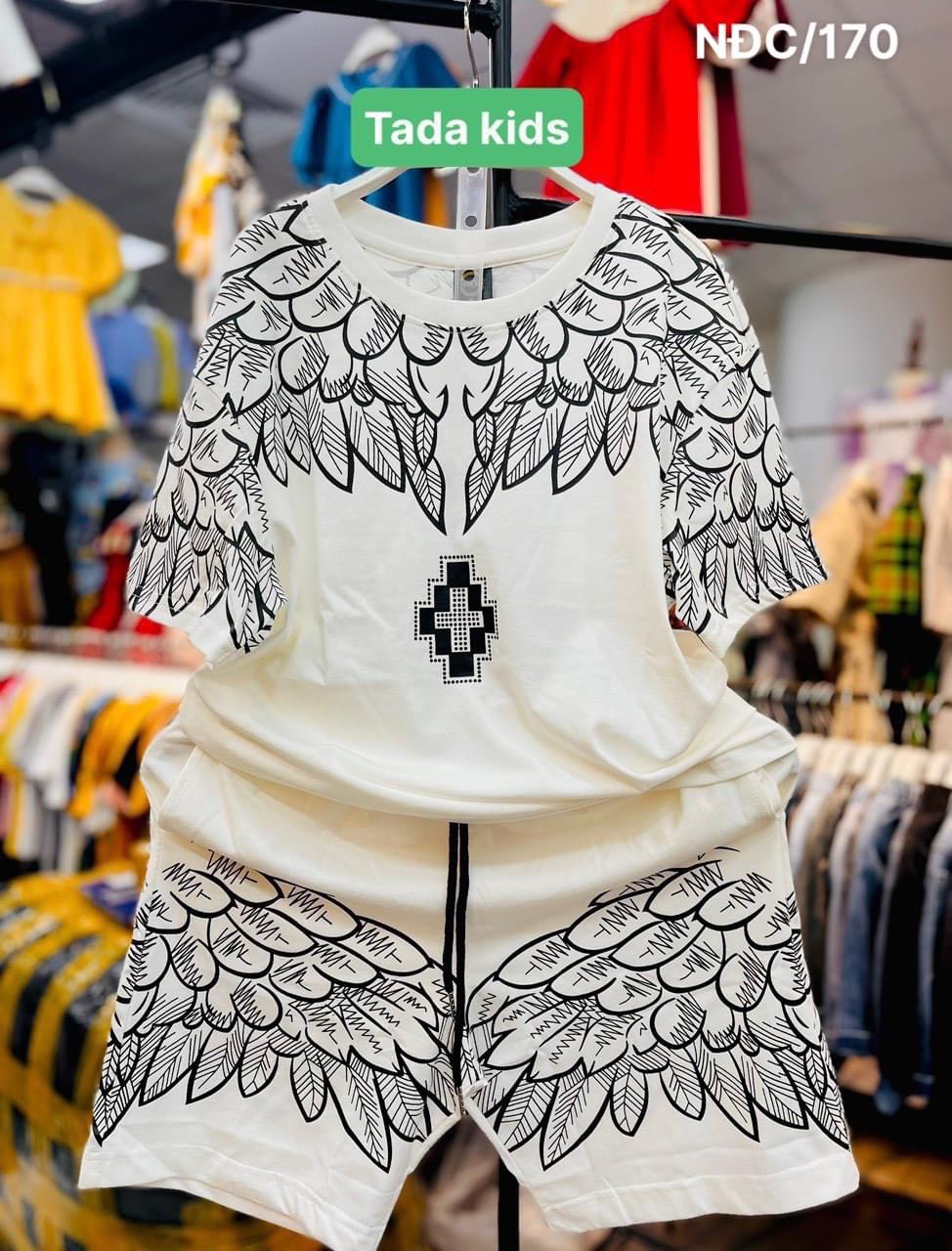 Bộ bé trai cotton in hình  cánh chim (13-26kg)