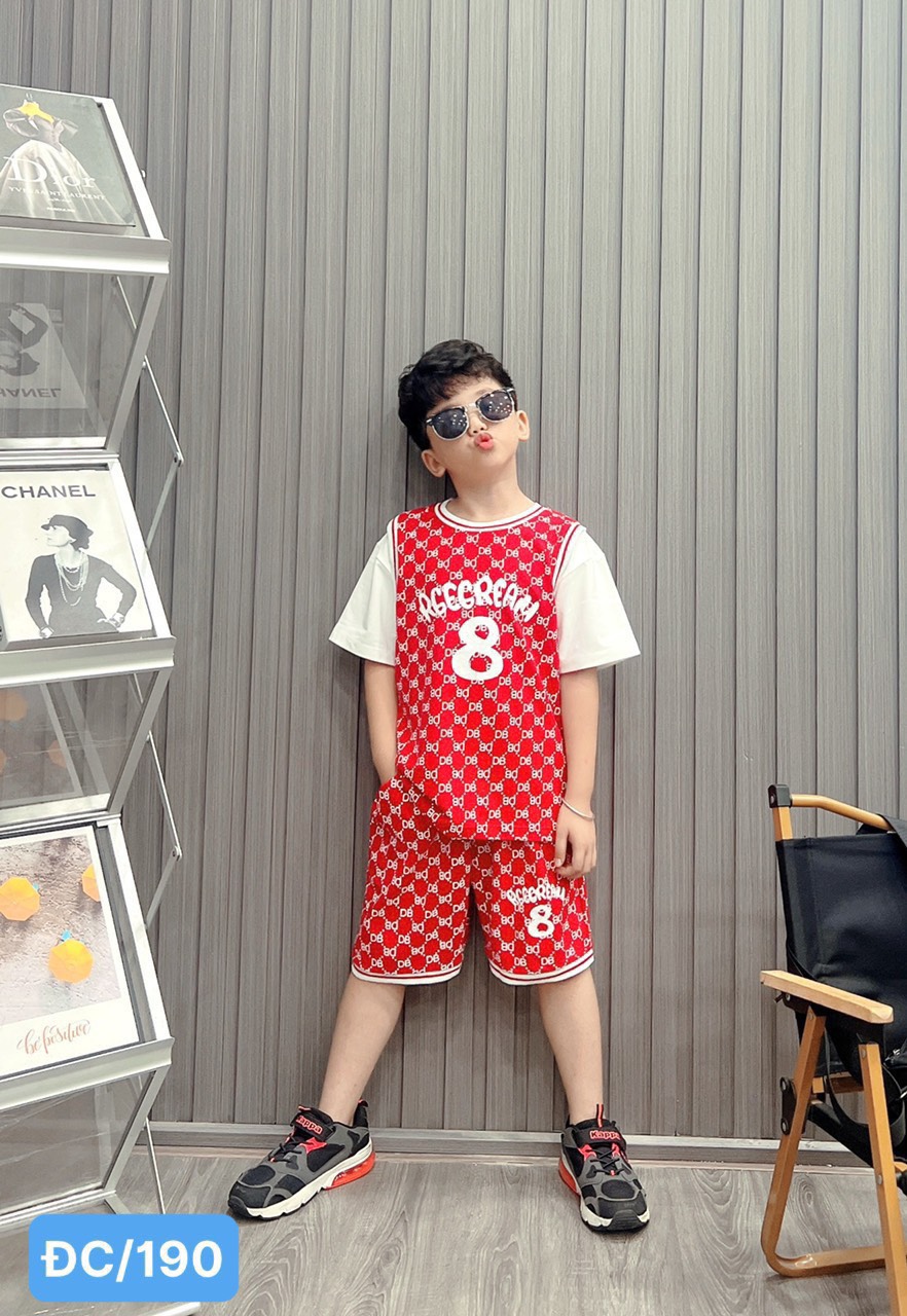 Bộ bé trai cotton in hình số 8 (38-53kg)