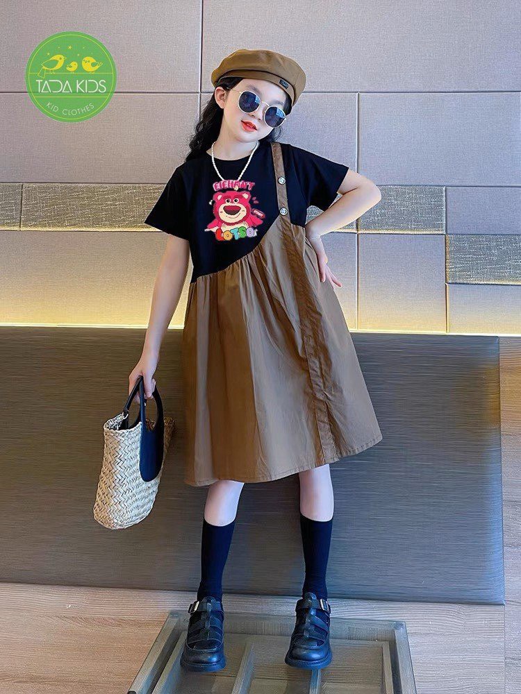 Váy gấu dâu khoen nút 26-44Kg