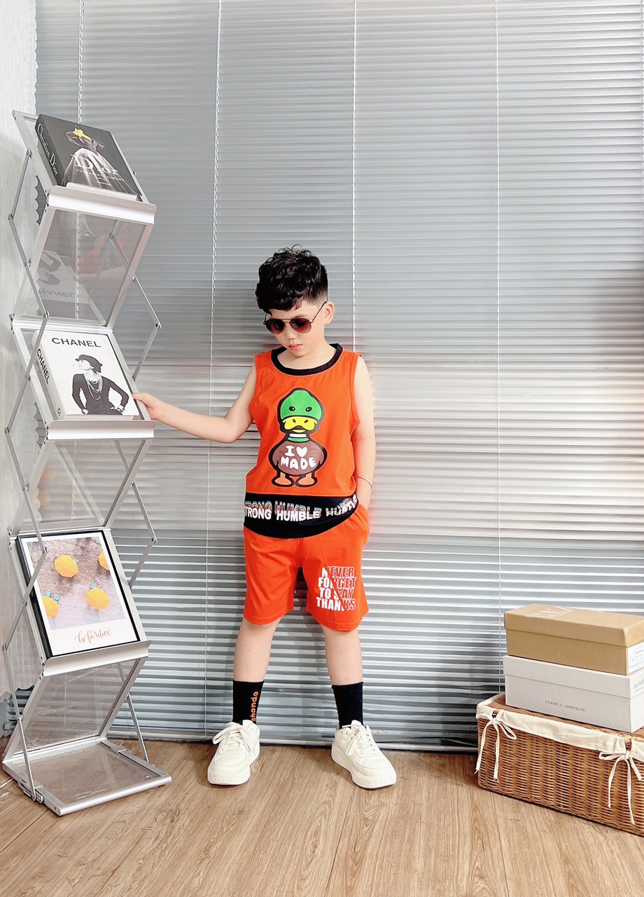 Bộ cotton sát nách in hình con Vịt (8-23Kg)