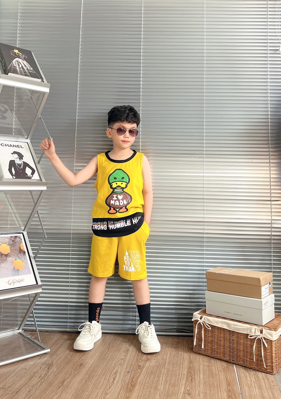 Bộ cotton sát nách in hình con Vịt (8-23Kg)