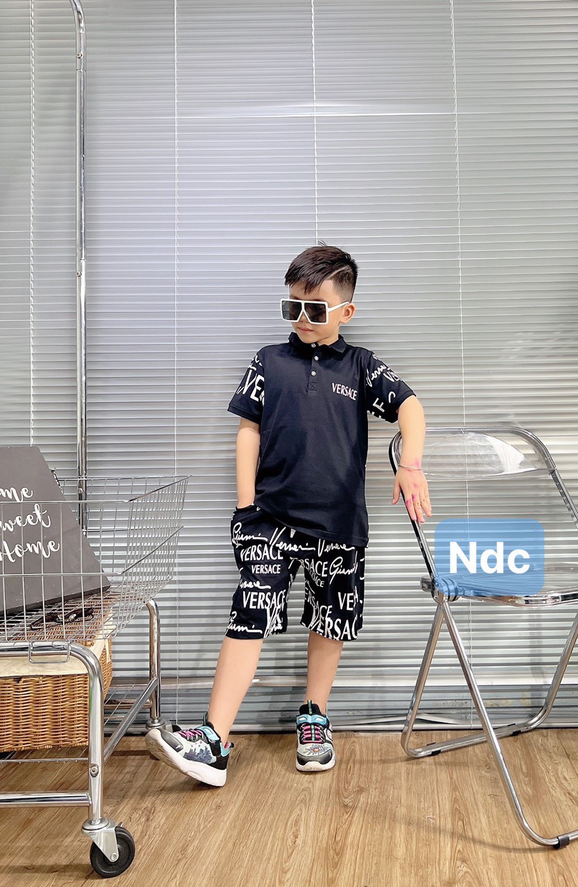 Bộ trụ bé trai cotton in hình Versace (11-25kg)
