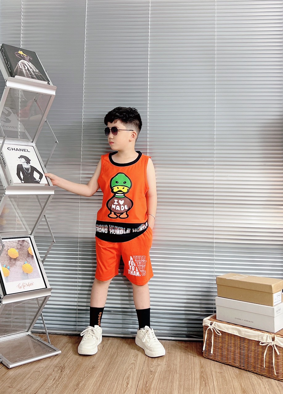 Bộ cotton sát nách in hình con Vịt (8-23Kg)