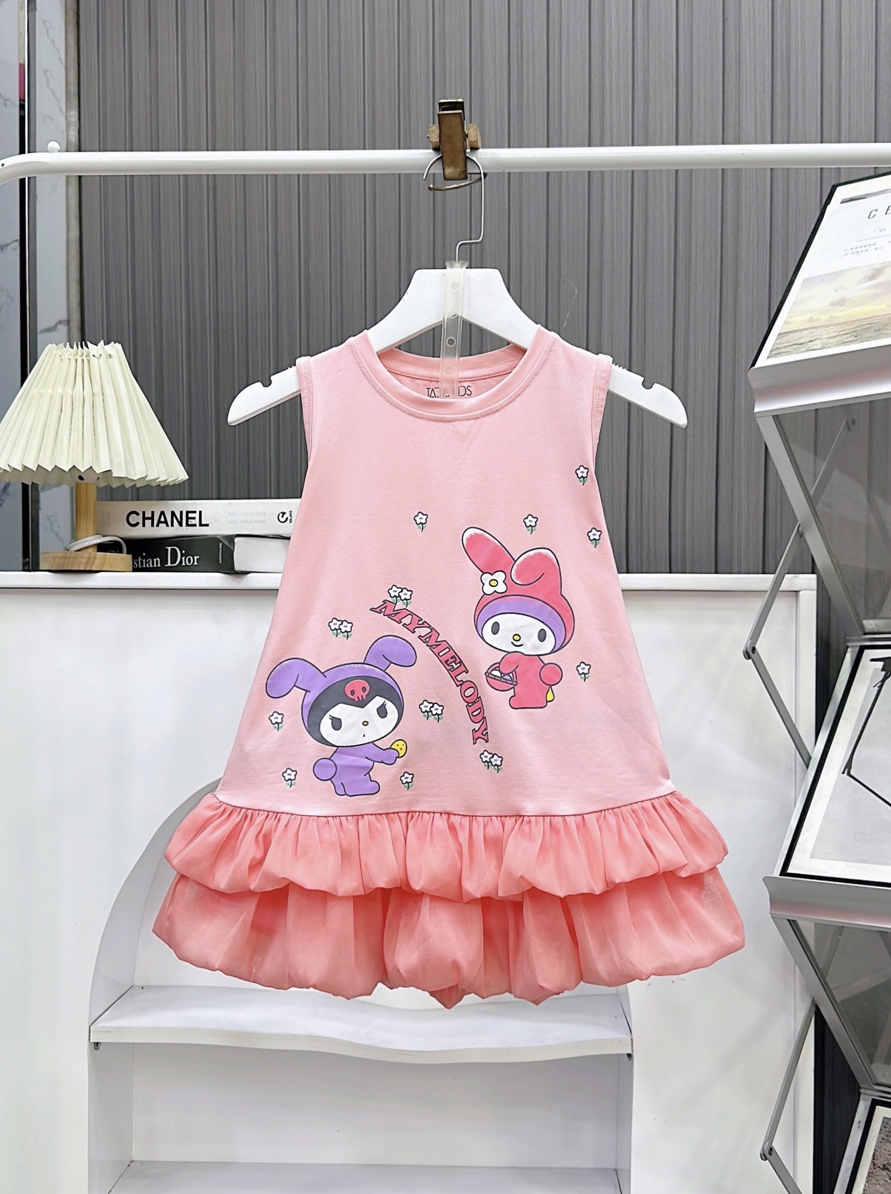 Đầm sát nách cotton in hình My Melody bồng (26kg-42kg)