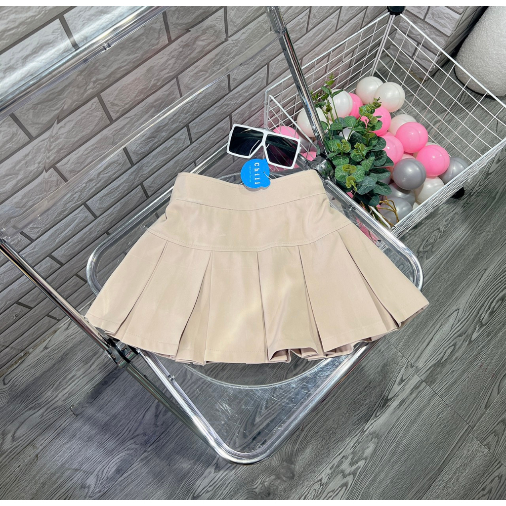 CHÂN VÁY KAKI XẾP LY HỘP BÉ GÁI (40-65Kg)