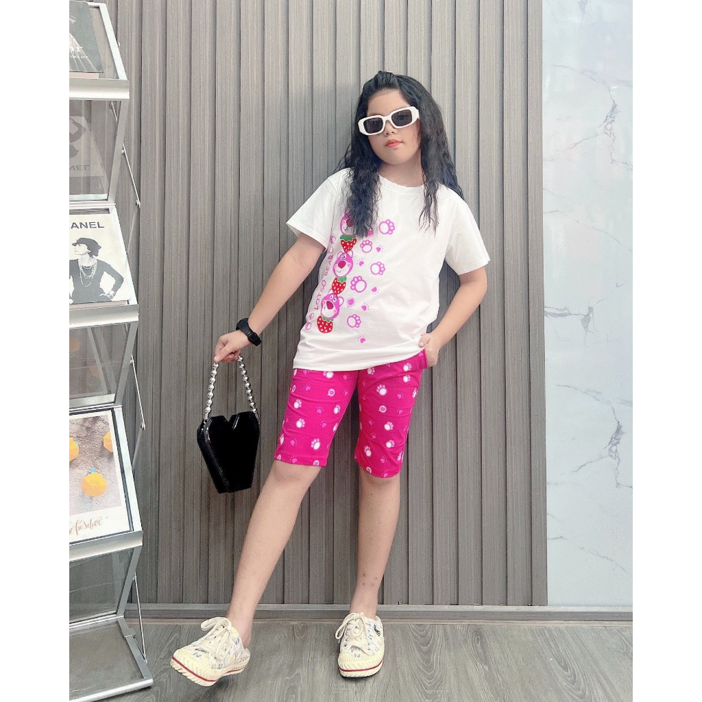 BỘ LỬNG BÉ GÁI COTTON IN HÌNH CHÂN GẤU (47-65kG)