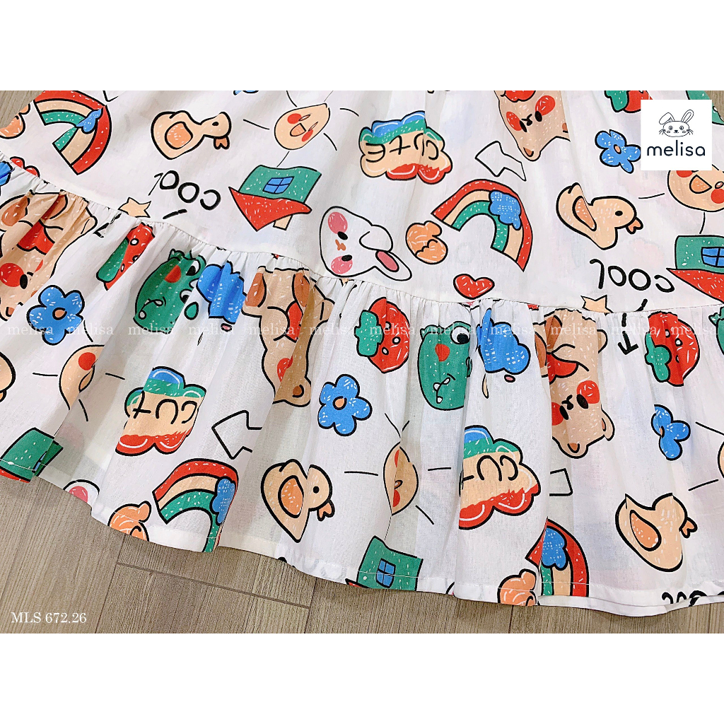 Váy tay bồng họa tiết Mickey, Vịt dễ thương cho bé 8-37Kg