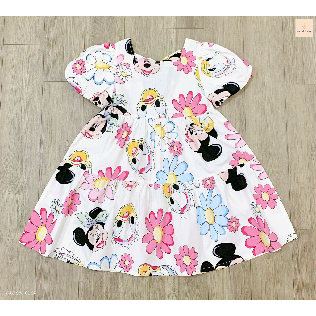 Váy tay bồng họa tiết Mickey, Vịt dễ thương cho bé 8-37Kg