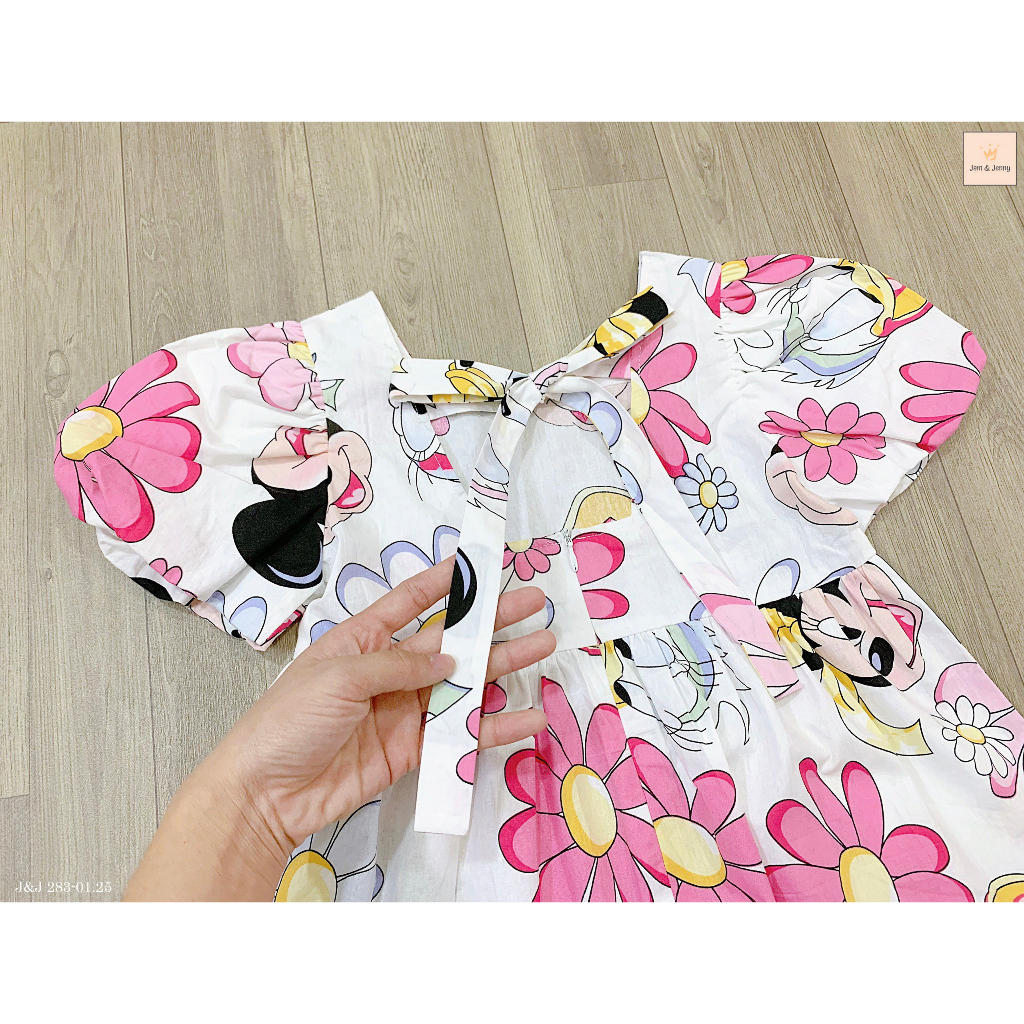 Váy tay bồng họa tiết Mickey, Vịt dễ thương cho bé 8-37Kg