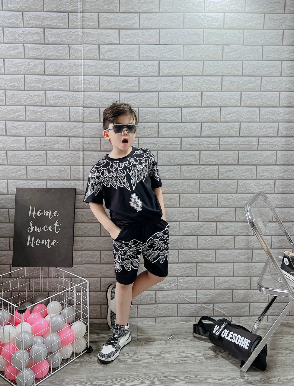 BỘ BÉ TRAI COTTON IN HÌNH CÁNH CHIM (26-42kg)