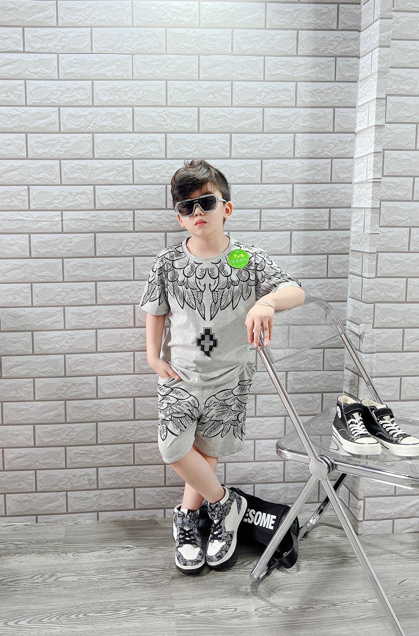 BỘ BÉ TRAI COTTON IN HÌNH CÁNH CHIM (26-42kg)