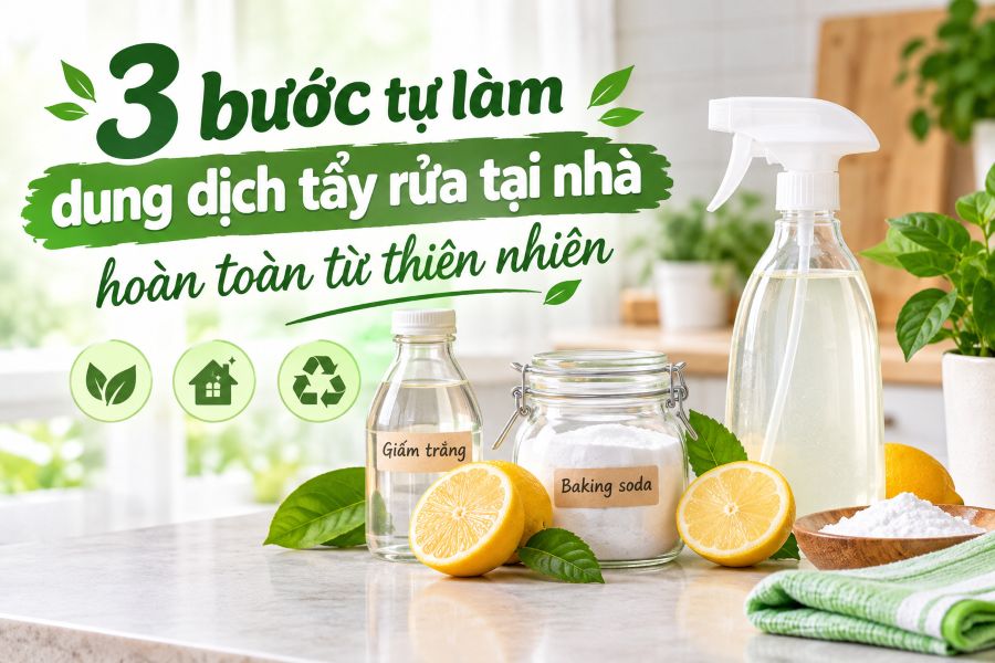3 bước tự làm dung dịch tẩy rửa tại nhà hoàn toàn từ thiên nhiên
