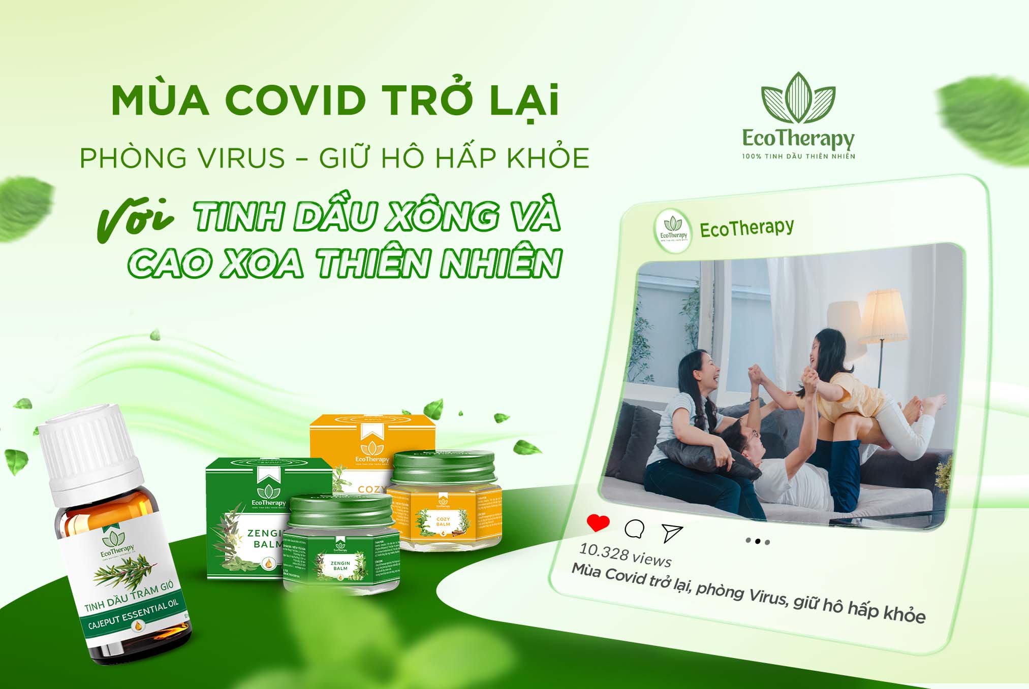 Combo tinh dầu xông + cao xoa: Giải pháp tự nhiên phòng cúm – COVID – cảm lạnh tại nhà