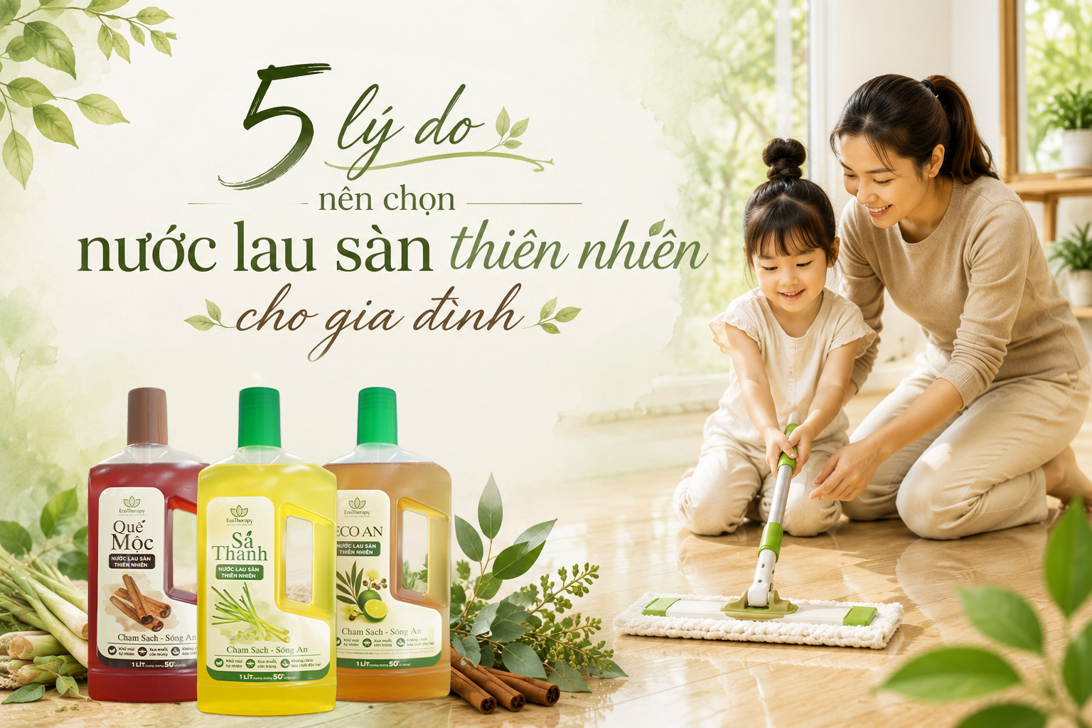 5 lý do nên chọn nước lau sàn thiên nhiên cho gia đình