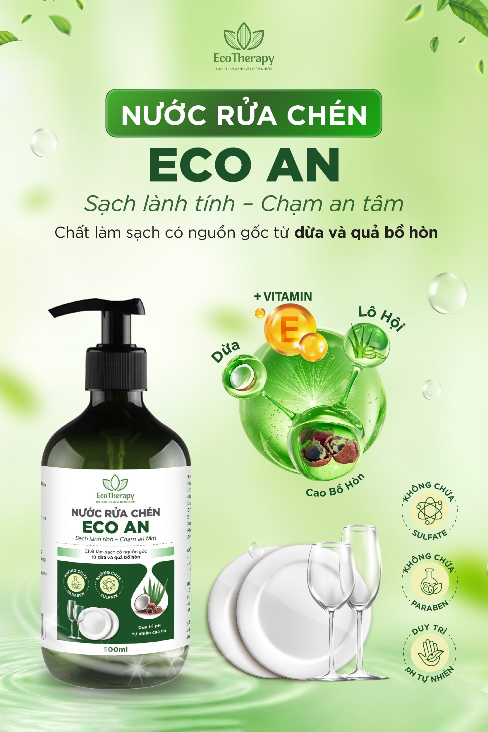 Nước rửa chén ECO AN - Giải pháp làm sạch bát đĩa an toàn cho đôi tay