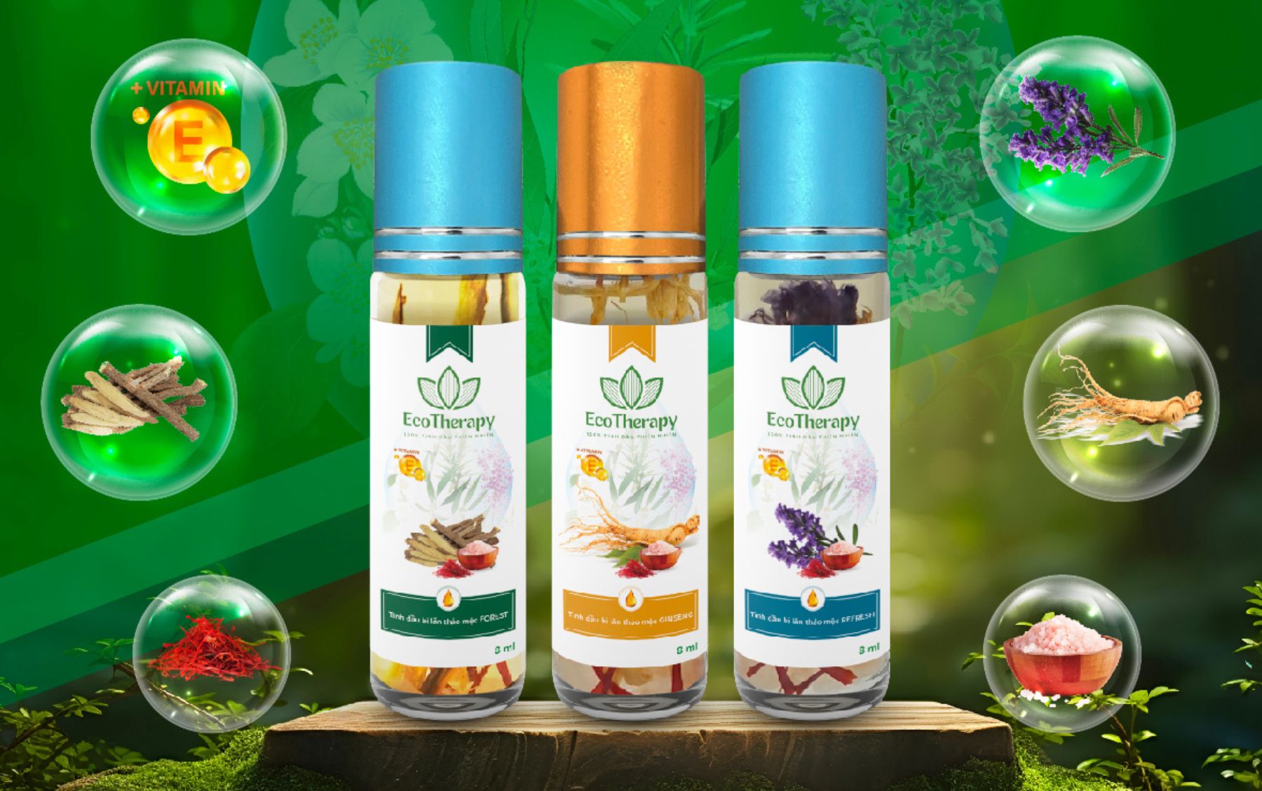 Tinh Dầu Bi Lăn Thảo Mộc EcoTherapy - Năng Lượng Thiên Nhiên Cho Cuộc Sống Hiện Đại