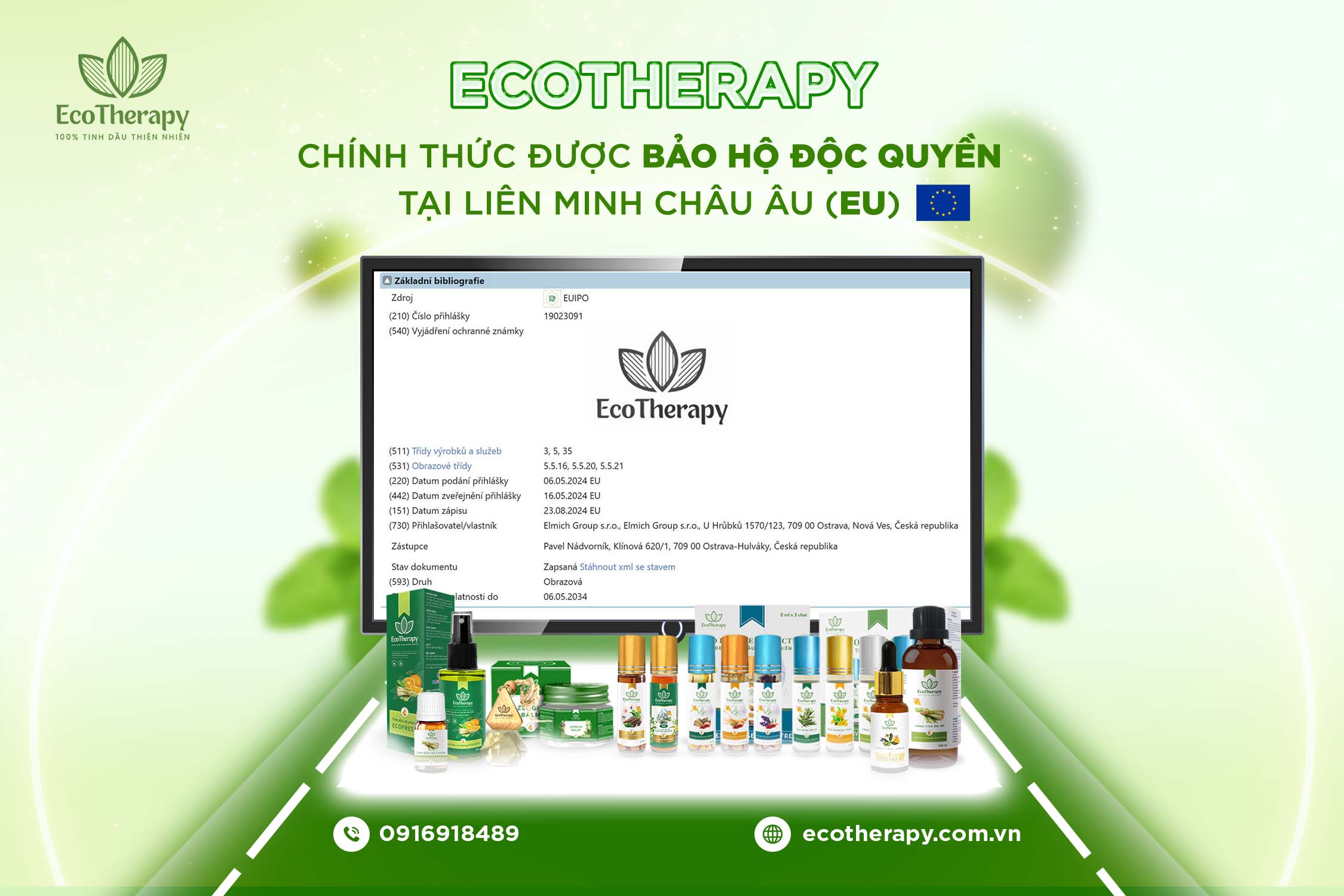 EcoTherapy – Tự Hào Được Bảo Hộ Độc Quyền Tại Liên Minh Châu Âu (EU): Khẳng Định Vị Thế Thương Hiệu Việt Trên Trường Quốc Tế