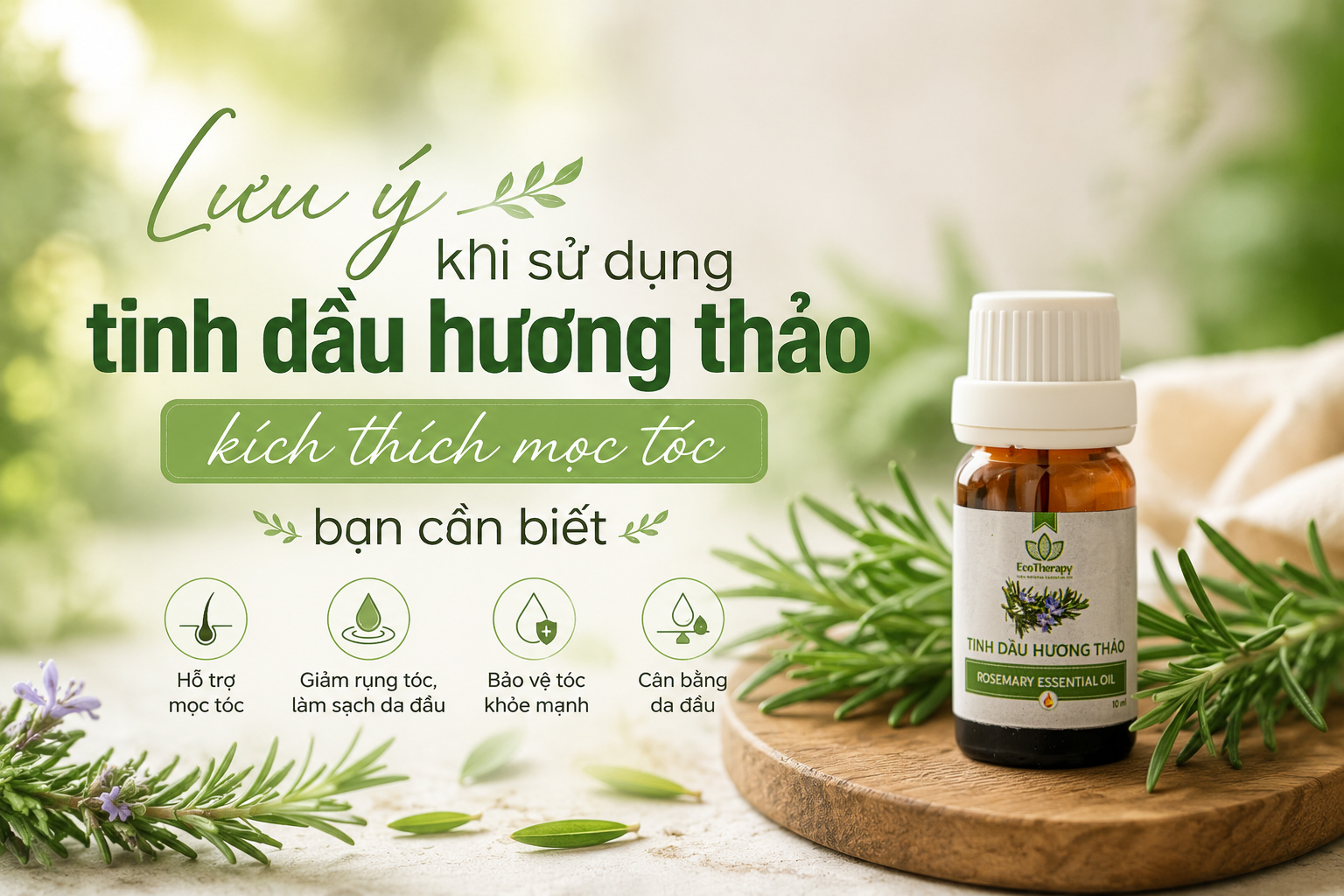 Lưu ý khi sử dụng tinh dầu hương thảo kích thích mọc tóc bạn cần biết