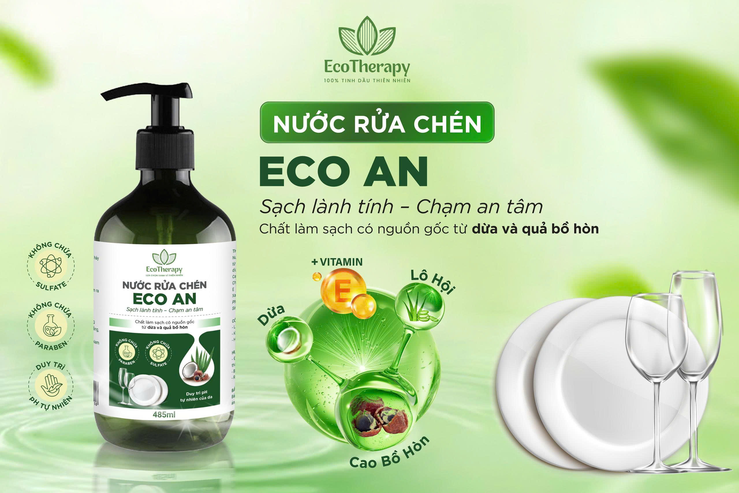 Nước rửa chén chiết xuất thiên nhiên Eco An 