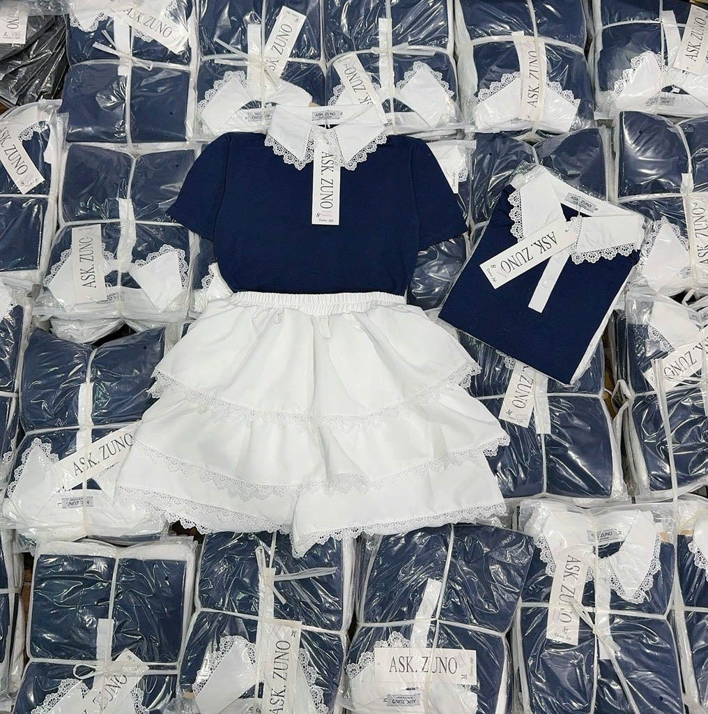 SET ÁO BÈO CHÂN VÁY TẦNG TRẮNG NỮ