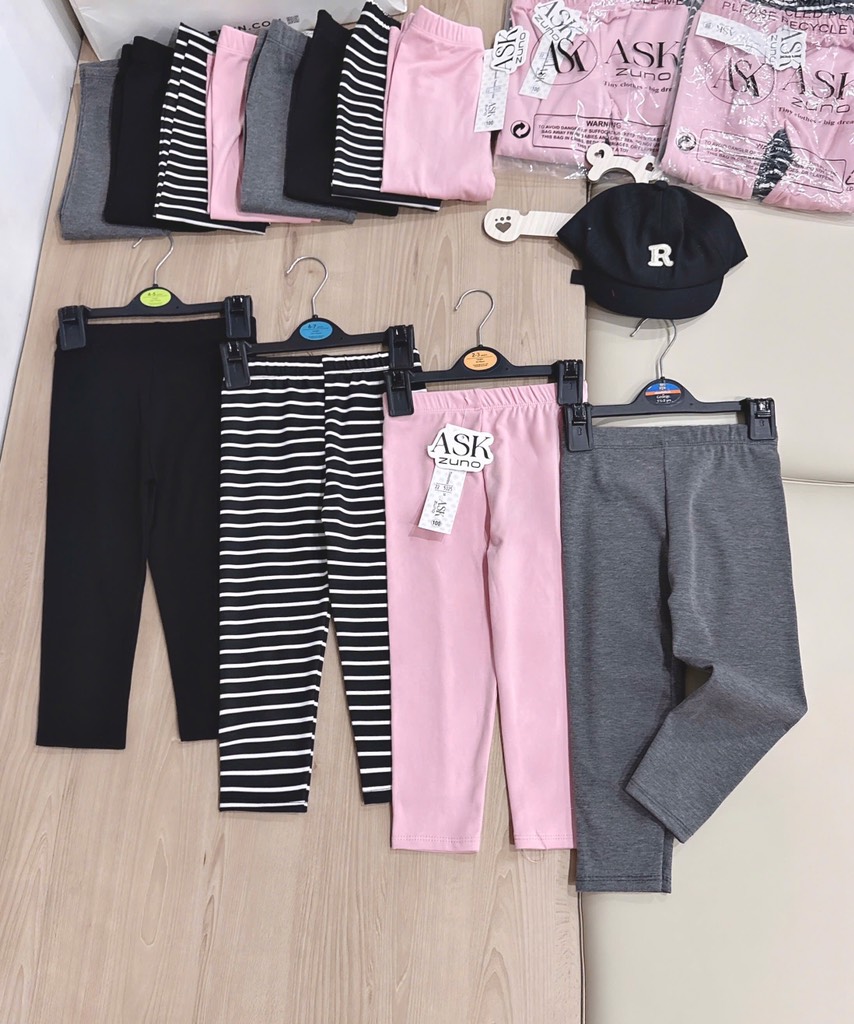 COMBO 4 QUẦN ZIP DÀI TONE GHI HỒNG BÉ GÁI