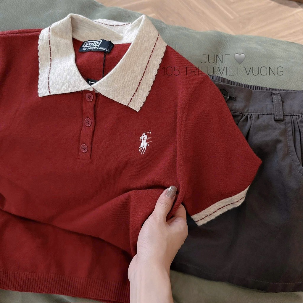 ÁO LEN CỘC POLO ĐỎ NỮ THU ĐÔNG