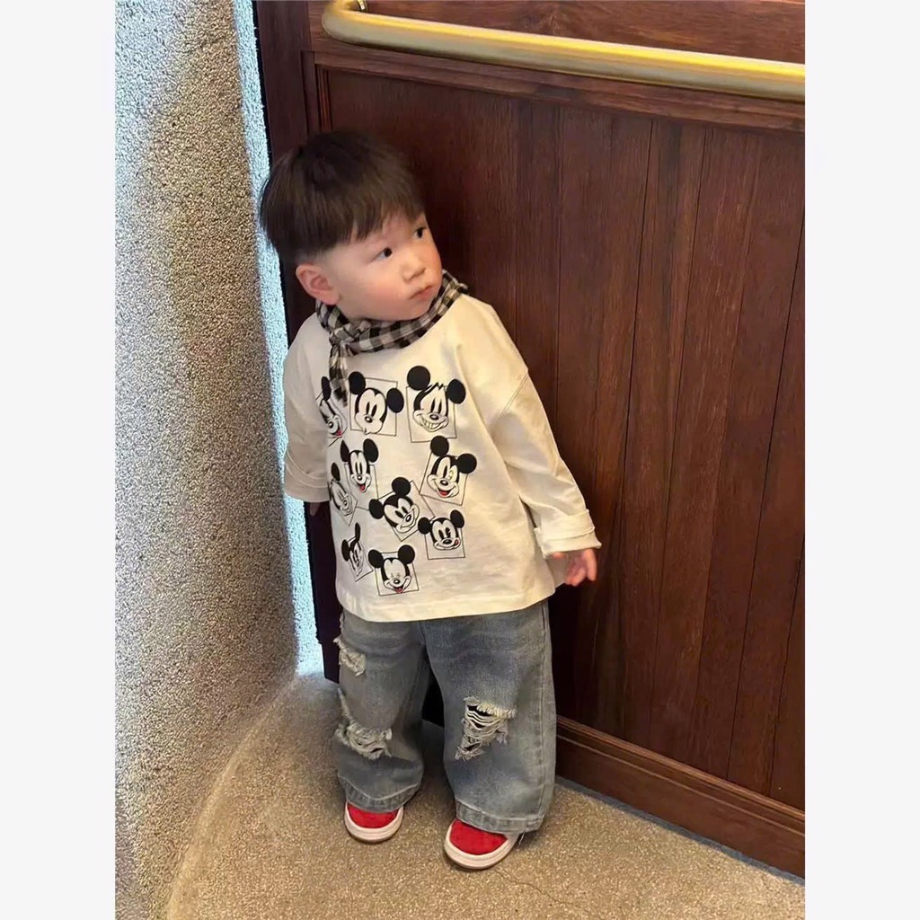 SET BỘ ÁO DÀI TAY MICKEY QUẦN JEAN DÀI BÉ TRAI (SALE 82k)