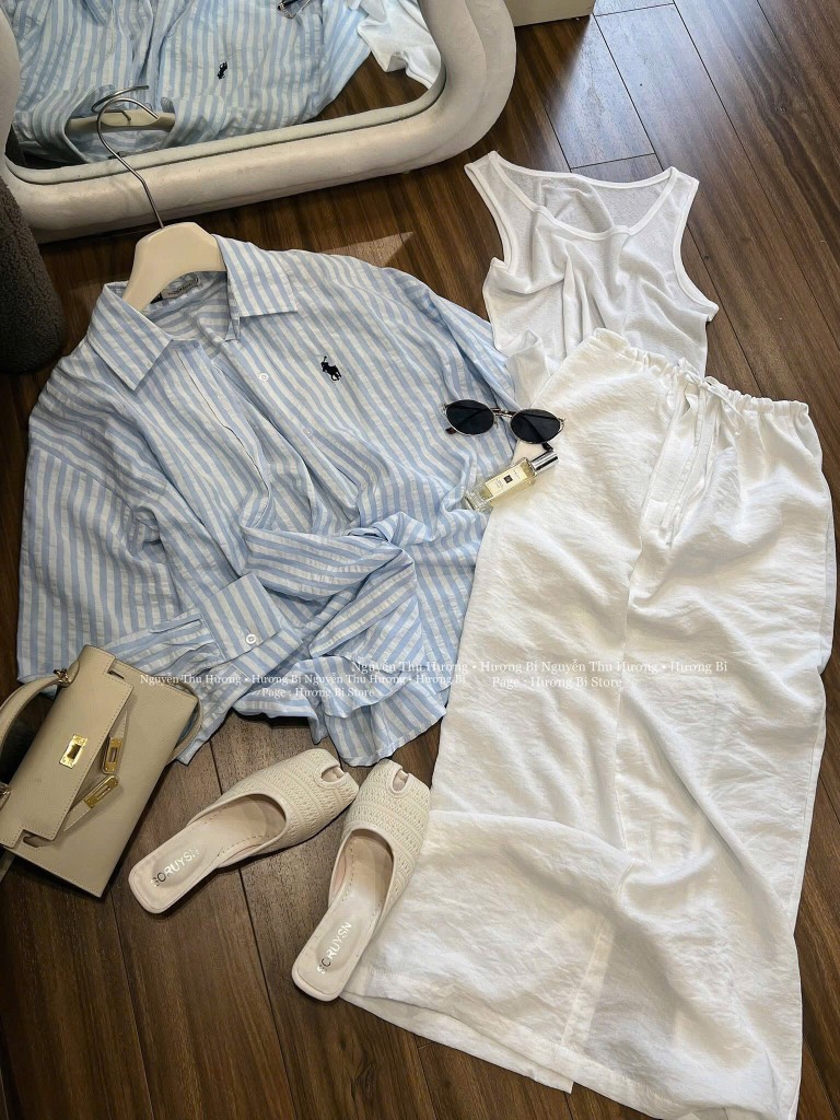 SET ÁO SƠ MI+ CHÂN VÁY ĐŨI DÀI+ ÁO BA LỖ NỮ SẴN