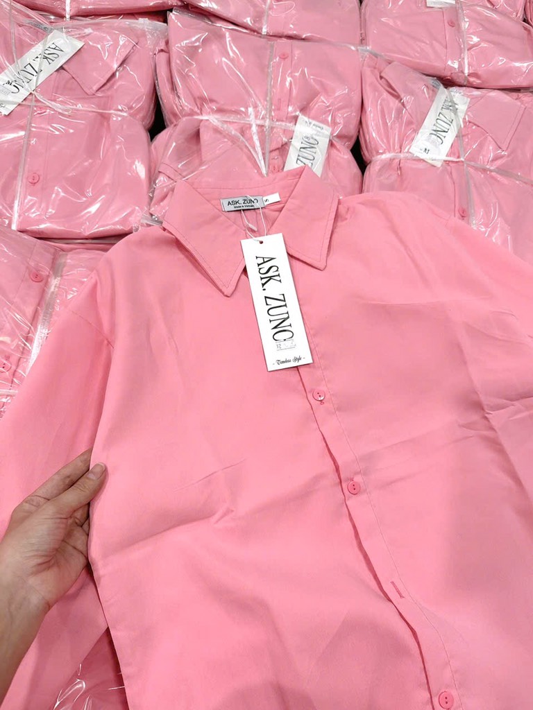 ÁO SƠ MI HỒNG DÀI TAY NỮ SẴN (sale 50k)